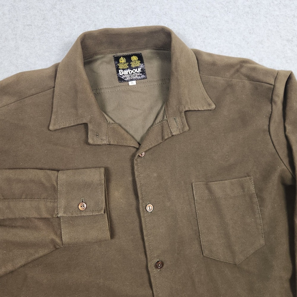 Barbour Shirt Mens XL Green Moleskin Heavy Vintage Made In England
